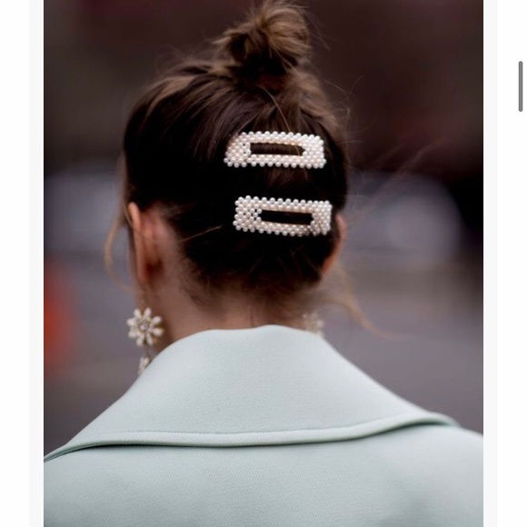 ZARA Hair Clip Pearl Set Rose Gold Jumbo Duo NEW - Picture 10 of 15